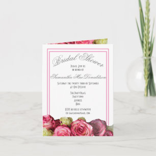 Invitation Roses roses frontière bouquet floral douche nuptia