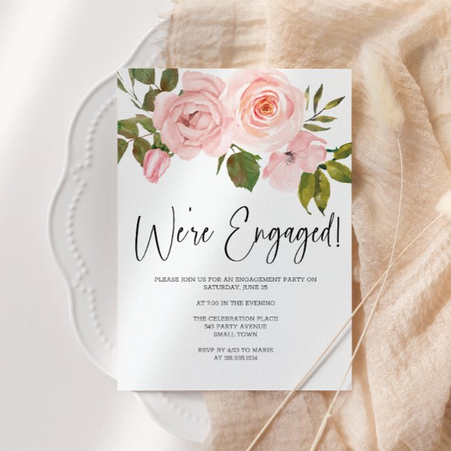 Invitation Roses Roses Fushia Fleurs de Mariage Fiançailles (Créateur téléchargé)