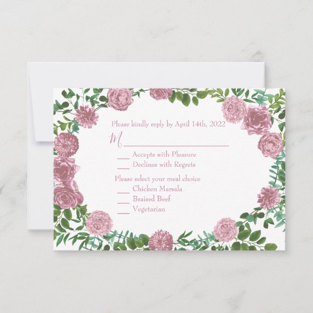 Invitation Roses roses Jardin Printemps Mariage (Devant)