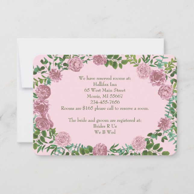 Invitation Roses roses Jardin Printemps Mariage (Devant)