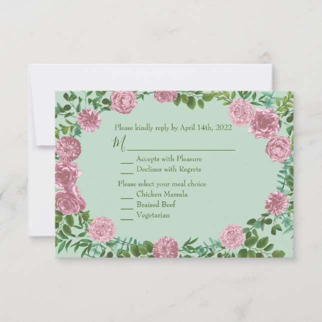 Invitation Roses roses Jardin Printemps Mariage (Devant)