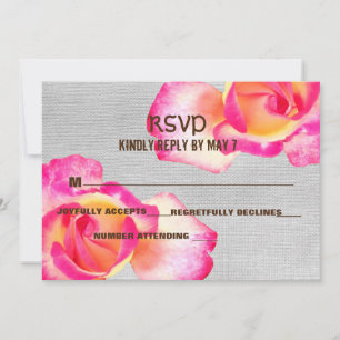Invitation Roses roses, Mariage en toile RSVP