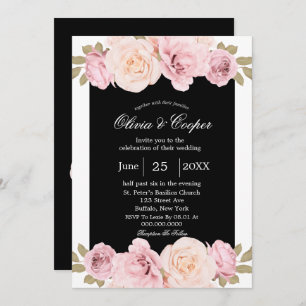 Invitation Roses roses noires et blanches