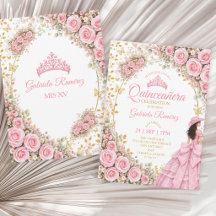 Roses roses occidentales papillon doré Quinceañera