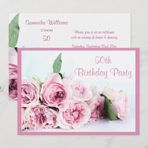 Invitation Roses roses romantiques 50e anniversaire