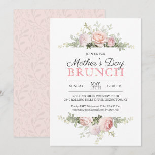 Invitation Roses roses rose Brunch de la Fête des mères