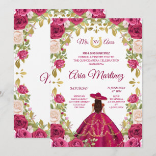 Invitation Roses roses rose fille mexicaine 15e anniversaire