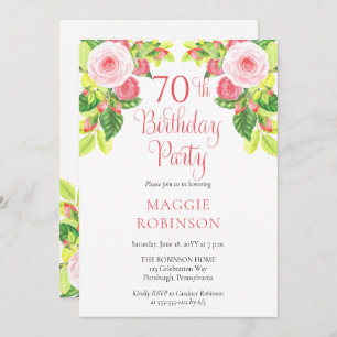 Invitation Roses roses rose Floral 70e fête d'anniversaire