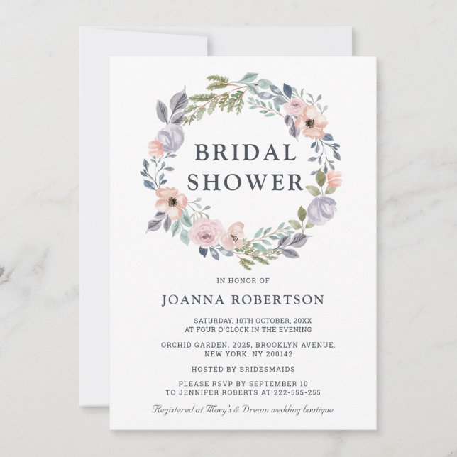 Invitation Roses roses rose poussiéreuses Fête des mariées fl (Devant)