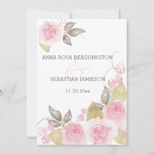 Invitation *~* Roses roses roses AR15 QR - Mariage floral or