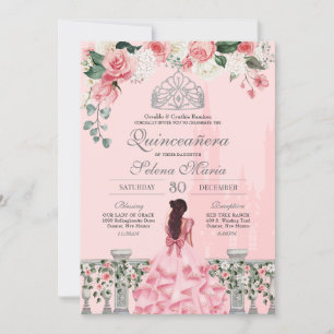 Invitation Roses roses roses Argent Tiara Royal Princesse Qui