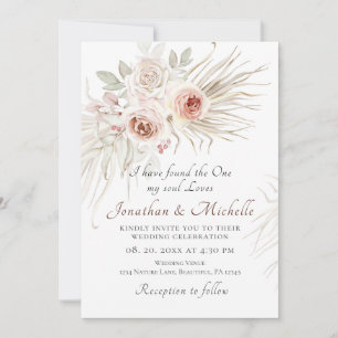 Invitation Roses roses roses blanches Boho Floral Mariage chr