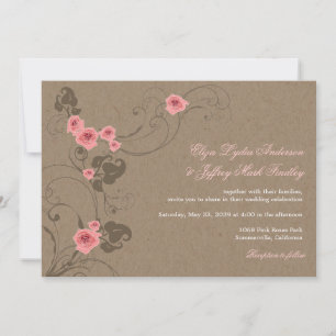 Invitation Roses Roses Roses Chic Floral Kraft Mariage Rustiq