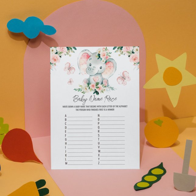 Invitation Roses roses roses Eléphant Nom de la race Baby sho (Créateur téléchargé)