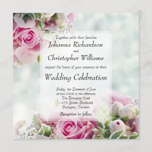 Invitation Roses roses roses et Carré de pivoines Mariage flo