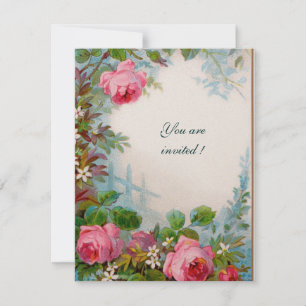 Invitation ROSES ROSES ROSES ET JASMINES blanc champagne méta