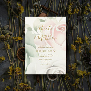 Invitation Roses roses roses et script or Mariage personnalis