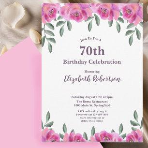 Invitation Roses Roses Roses Femmes 70 ans
