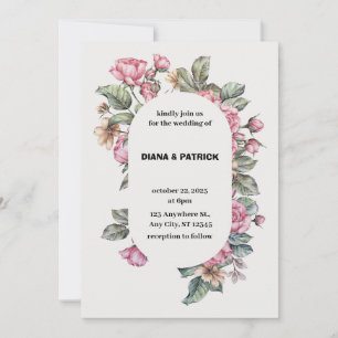 Invitation Roses roses roses Floral Boho Elegant Mariage Aqua