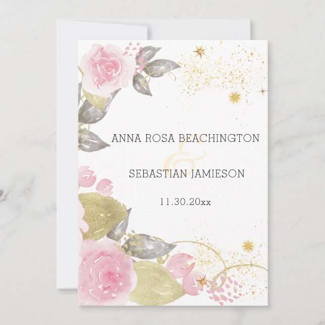 Invitation *~* Roses roses roses florales QR AR15 - Mariage o (Devant)