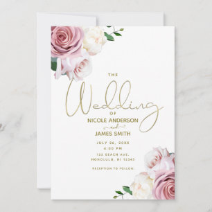 Invitation Roses roses roses Flore Verdure minimal Mariage mo