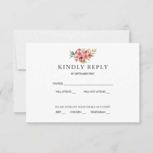 Invitation Roses roses roses foncées Dusty Mariage Rose RSVP  (Devant)