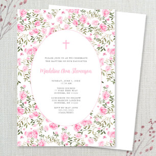 Invitation Roses roses roses Grandmillenial fille baptême inv