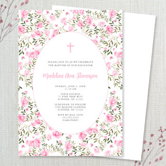 Invitation Roses roses roses Grandmillenial fille baptême inv
