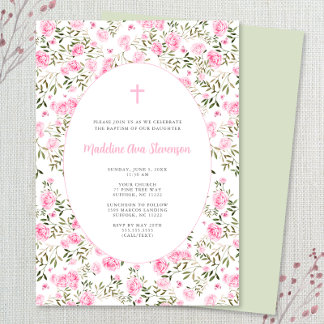 Invitation Roses roses roses Grandmillenial fille baptême inv