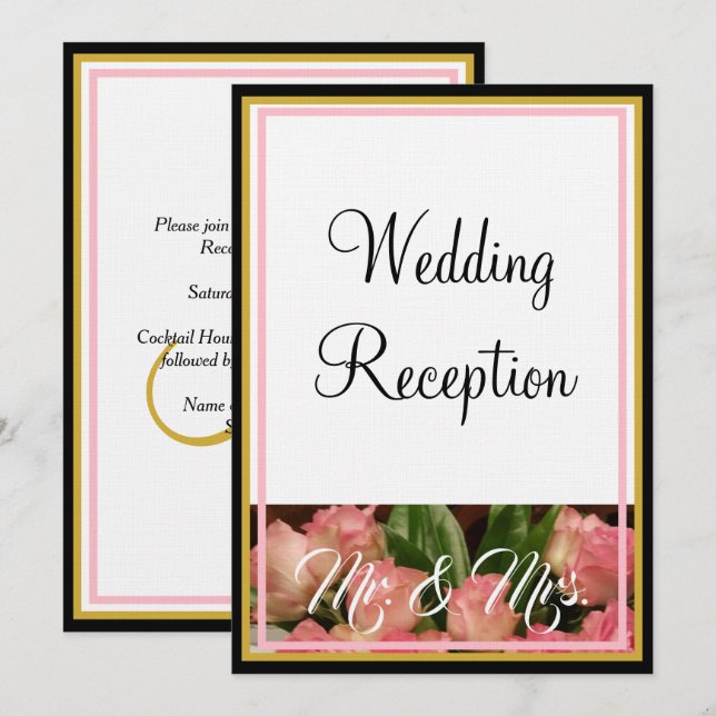 Invitation Roses roses roses mariage M. et Mme (Devant / Derrière)