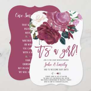 Invitation Roses roses roses Marsala Baby shower est une fill