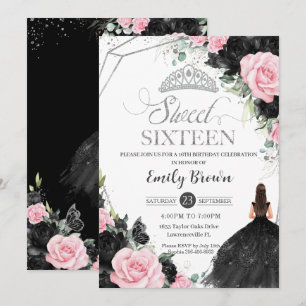 Invitation Roses roses roses noires Floral Princess Sweet 16 