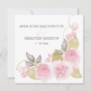 Invitation *~* Roses roses roses QR - RSVP Gold Floral AR15 M