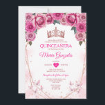 Invitation Roses roses roses Quinceañera Papillon de la Couro<br><div class="desc">Roses roses Quinceañera Couronne Papillon mexicain Invitation Mis Quince 15 Anos,  16e Anniversaire, </div>