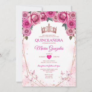 Invitation Roses roses roses Quinceañera Papillon de la Couro