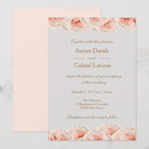 Invitation Roses Roses Roses Rose Flore Or Blanc Élégant Mari