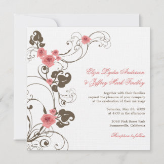 Invitation Roses Roses Roses Roses Fleur Elégant Mariage Invi