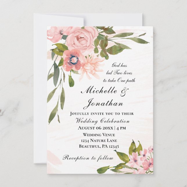 Invitation Roses Roses Roses Roses Roses Verdure Mariage chré (Devant)