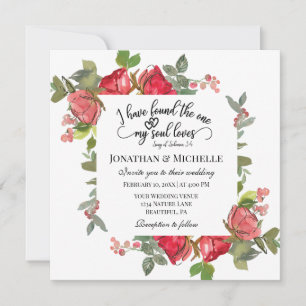 Invitation Roses roses roses rouges romantiques Floral Mariag