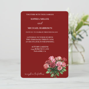 Invitation Roses roses roses rouges romantiques Mariage flora