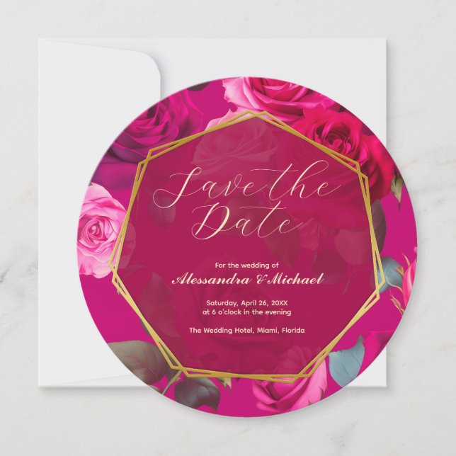 Invitation Roses roses roses sur Viva Magenta | Enregistrer L (Devant)