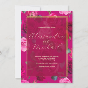 Invitation Roses roses roses sur Viva Magenta   MARIAGE