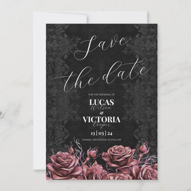 Invitation Roses roses roses victoriennes Mariage gothique En (Devant)