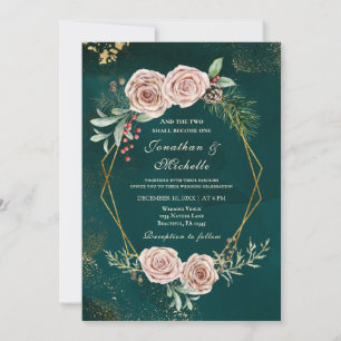 Invitation Roses Roses Roses Vintage Mariage Chrétien d'Hiver
