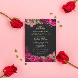 Invitation Roses roses roses vintages dentelle or noir Quince