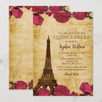Roses roses roses vintages Tour Eiffel Quinceañera