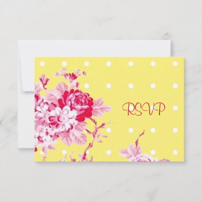 Invitation Roses Roses Sur Jaune Mariage Réception RSVP (Devant)