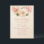 Invitation Roses roses tendres élégantes pour mariage<br><div class="desc">Couleurs romantiques magnifiquement subtiles de rose saumon pour un mariage élégant et romantique. Fond à finition crème fausse. Si vous voulez de la classe avec simplicité, alors ce design est pour vous. Les roses sont si simples et si chic selon la couleur et la texture, ainsi que les verts utilisés...</div>