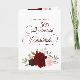 Invitation Roses Rouge Bourguignon 30ème Anniversaire de Mari