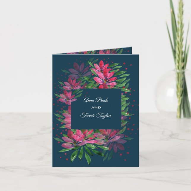 Invitation Roses rouges aquarelle peinte à la main (Devant)